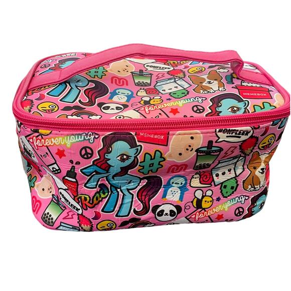 Anime Cosmetic Case Makeup Train Bag Pink Kawaii Memebox Brush Holder UNUSED - Picture 1 of 12